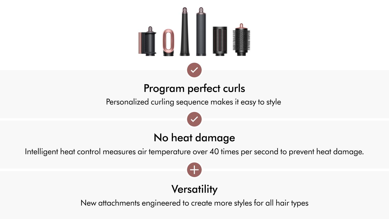 Dyson Airwrap attachments and list of key benefits