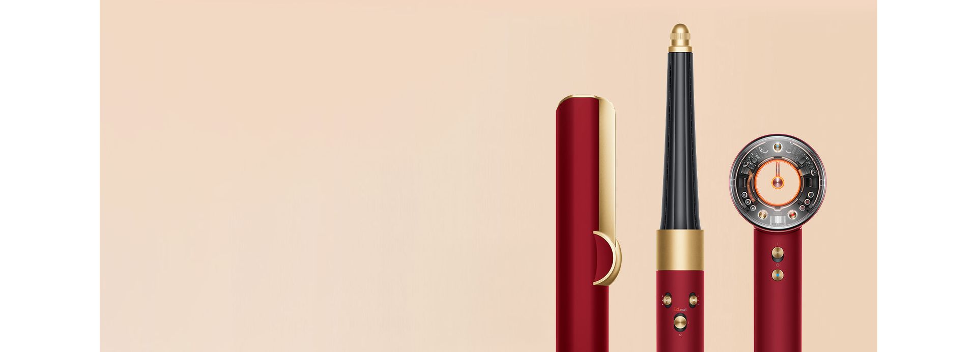  Dyson hair care range in red velvet and gold 