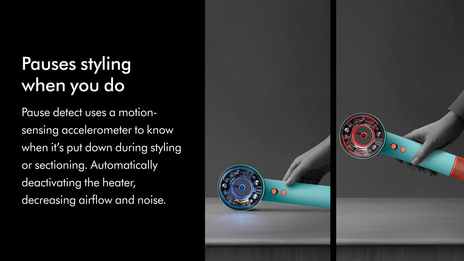 A model holding the Dyson Supersonic Nural hair dryer.