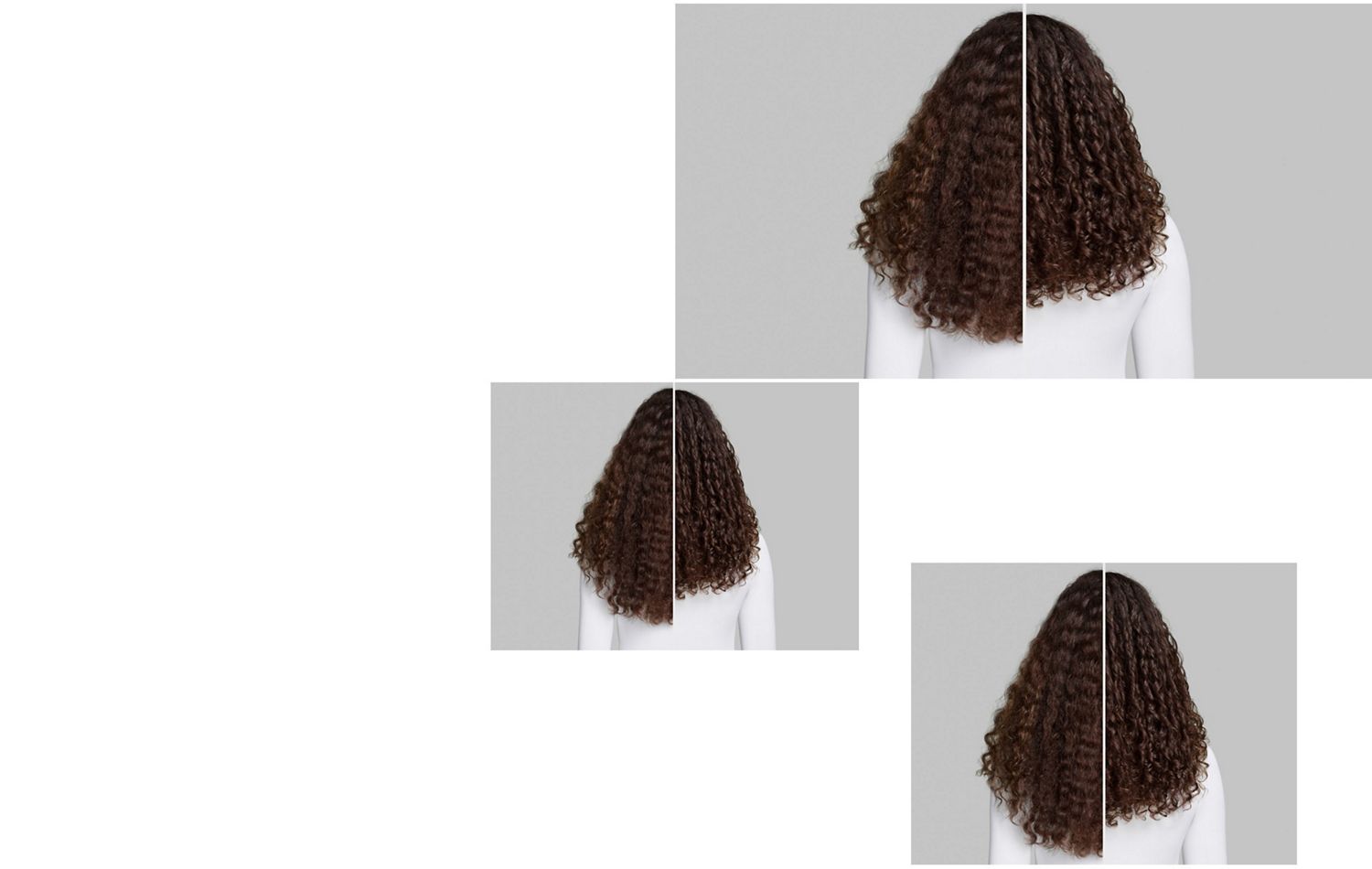 Before and after of model with natural curls. Before and after of model with natural curls.