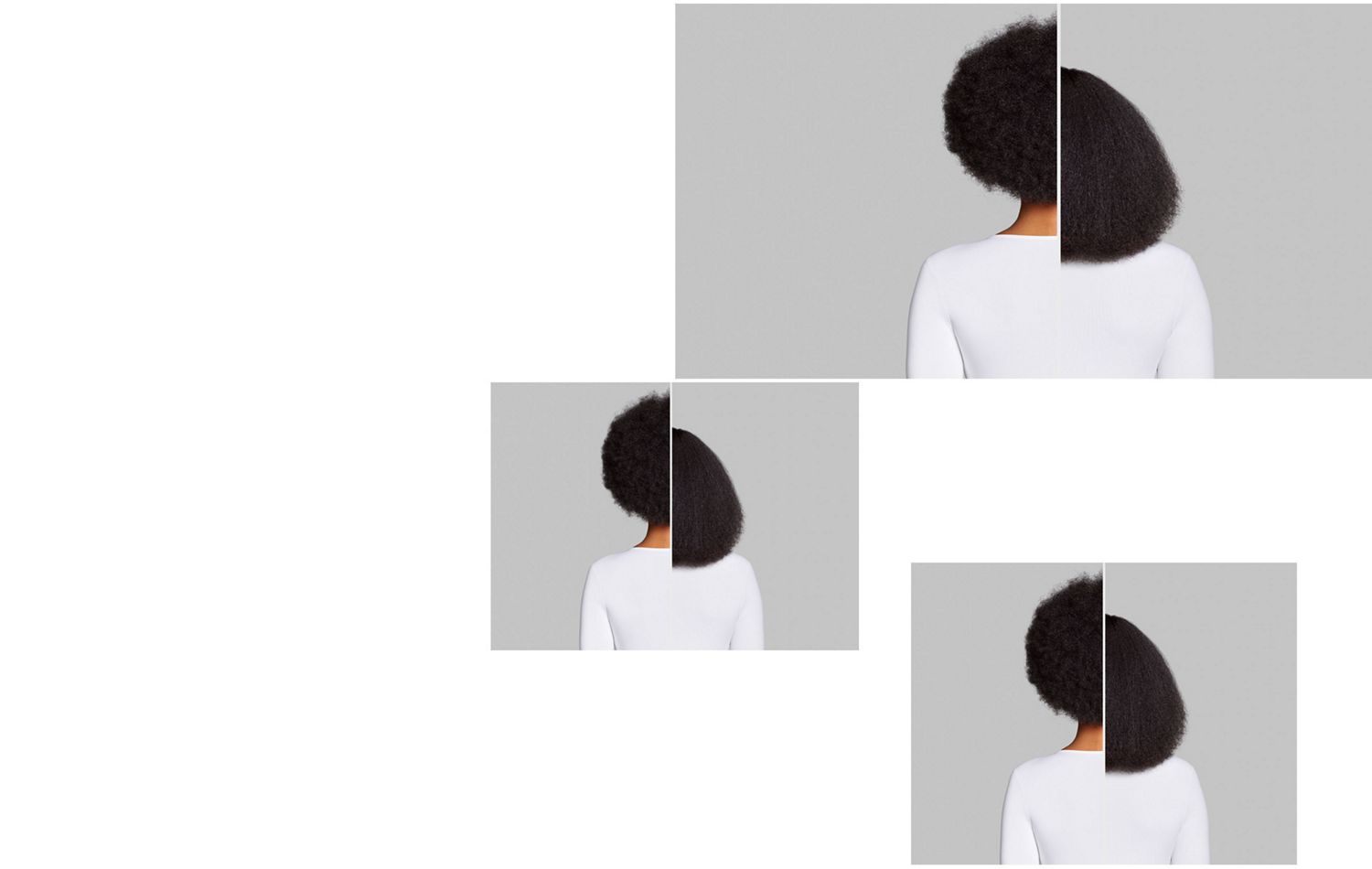 Before and after of model with hair in a protective style. Before and after of model with hair in a protective style.