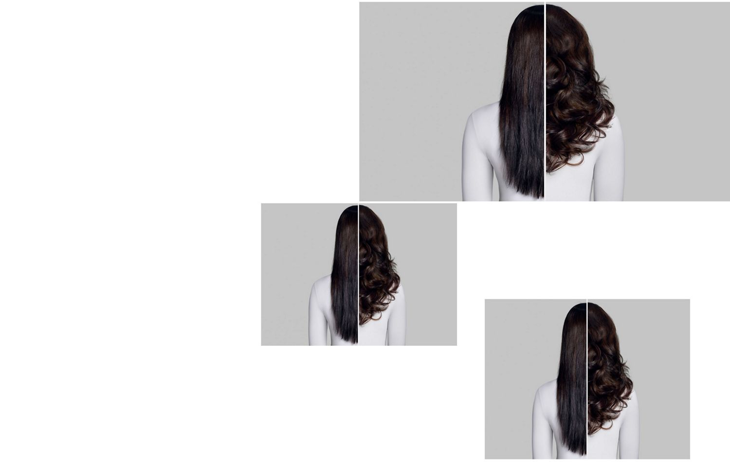 Before and after of model with soft, bouncy curls. Before and after of model with soft, bouncy curls.