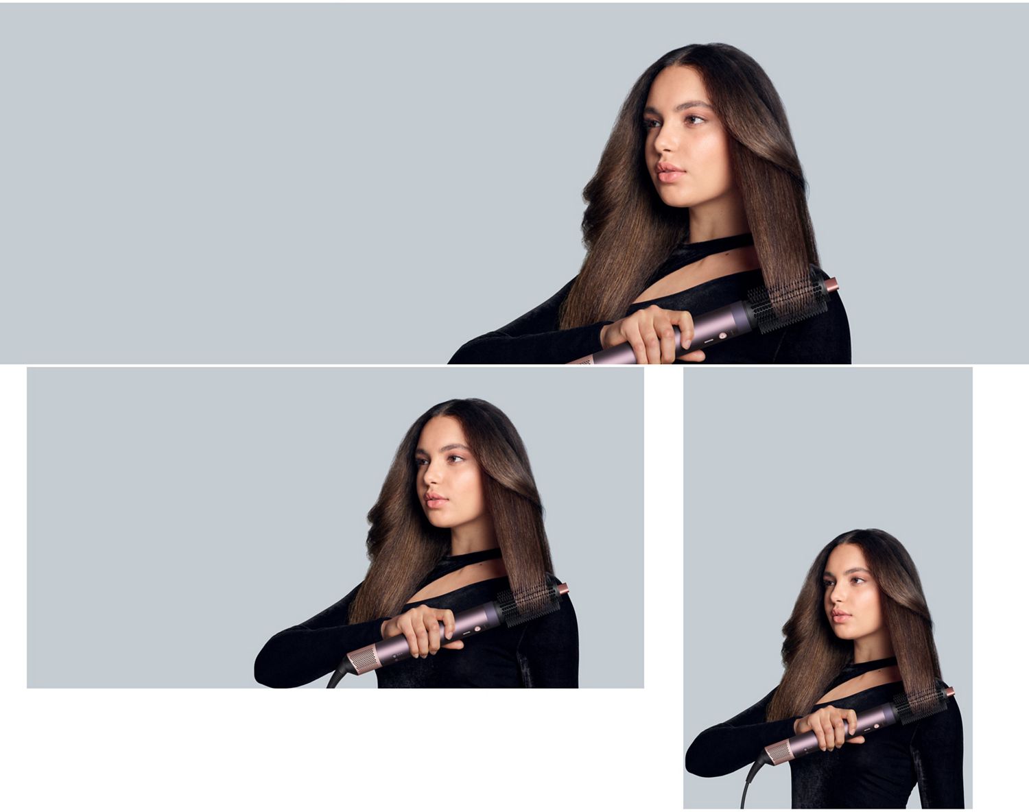 The Dyson Airwrap Co-anda2x multi-styler and dryer with the Round volumising brush 2x attachment.