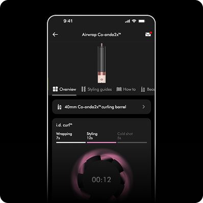 The personalized Dyson i.d. curl styling sequence on the MyDyson app.