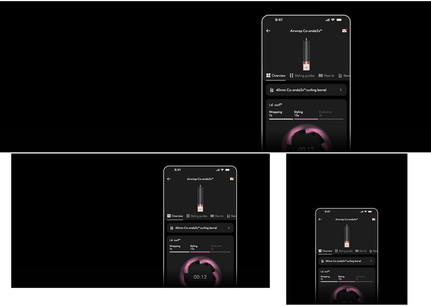 The personalised Dyson i.d. curl styling sequence on the MyDyson app.