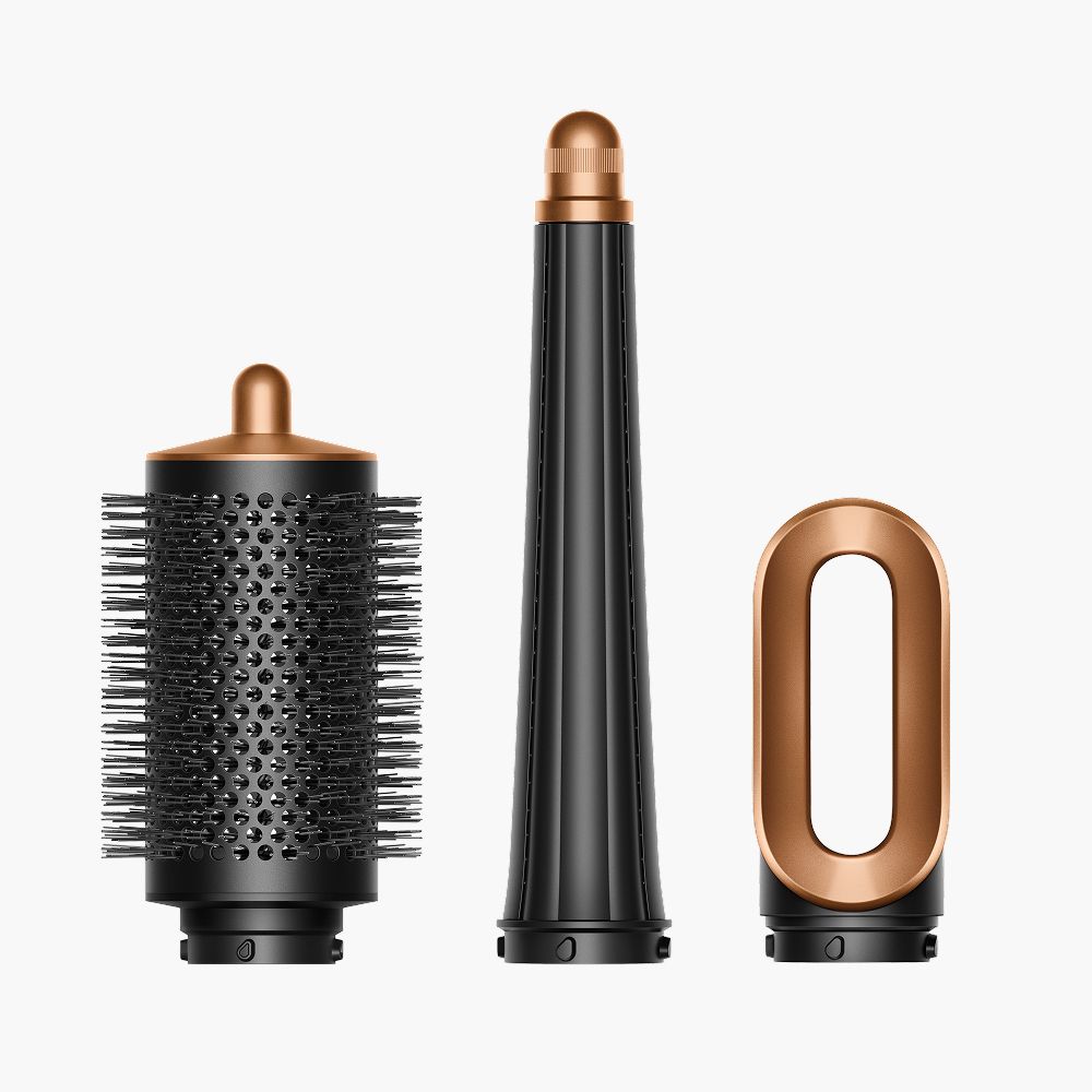 A lineup of Dyson Airwrap i.d. attachments.