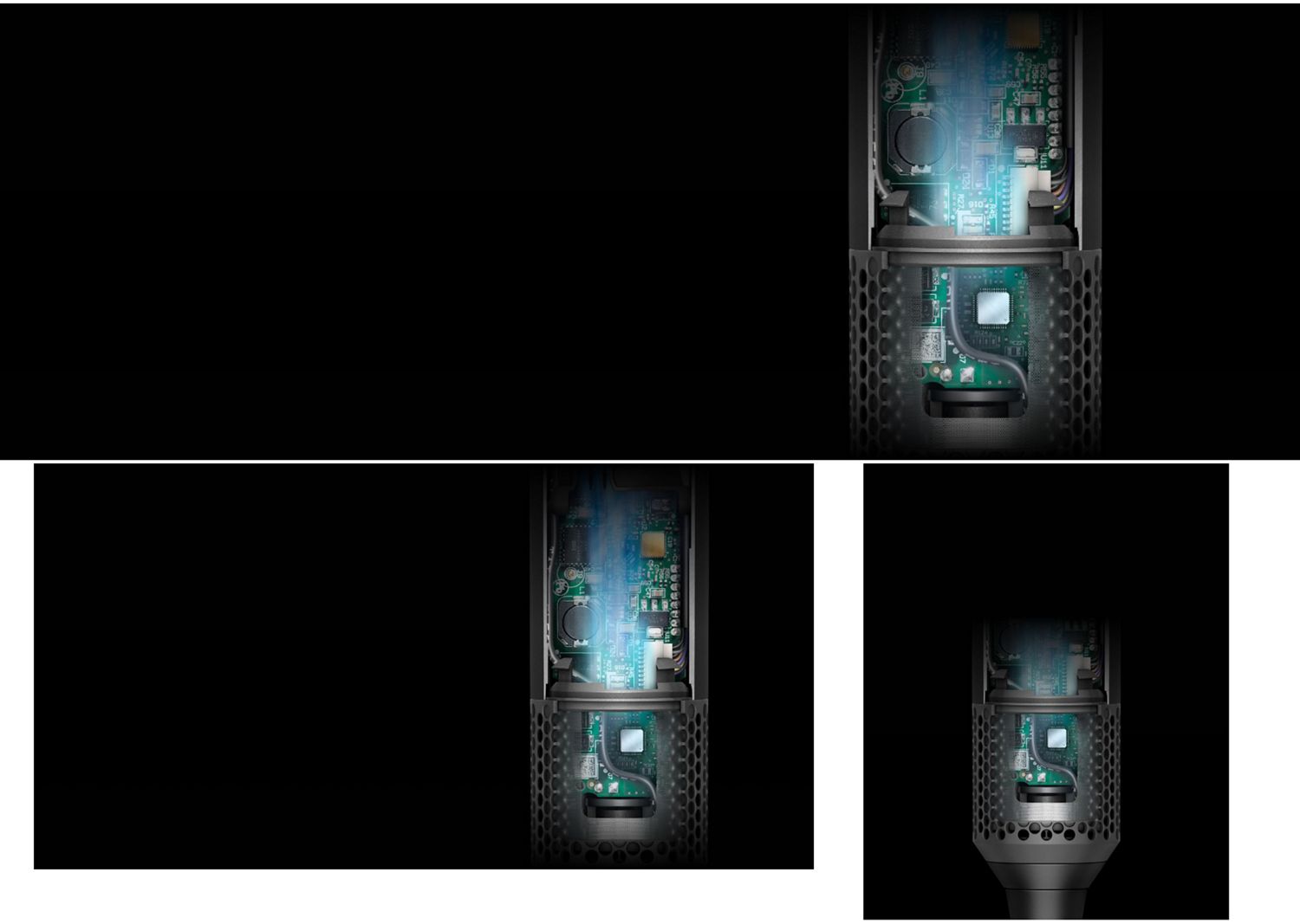 Cutaway graphic showing the heat control technology within the Dyson Airwrap i.d. multi-styler and dryer. Cutaway graphic showing the heat control technology within the Dyson Airwrap i.d. multi-styler and dryer.