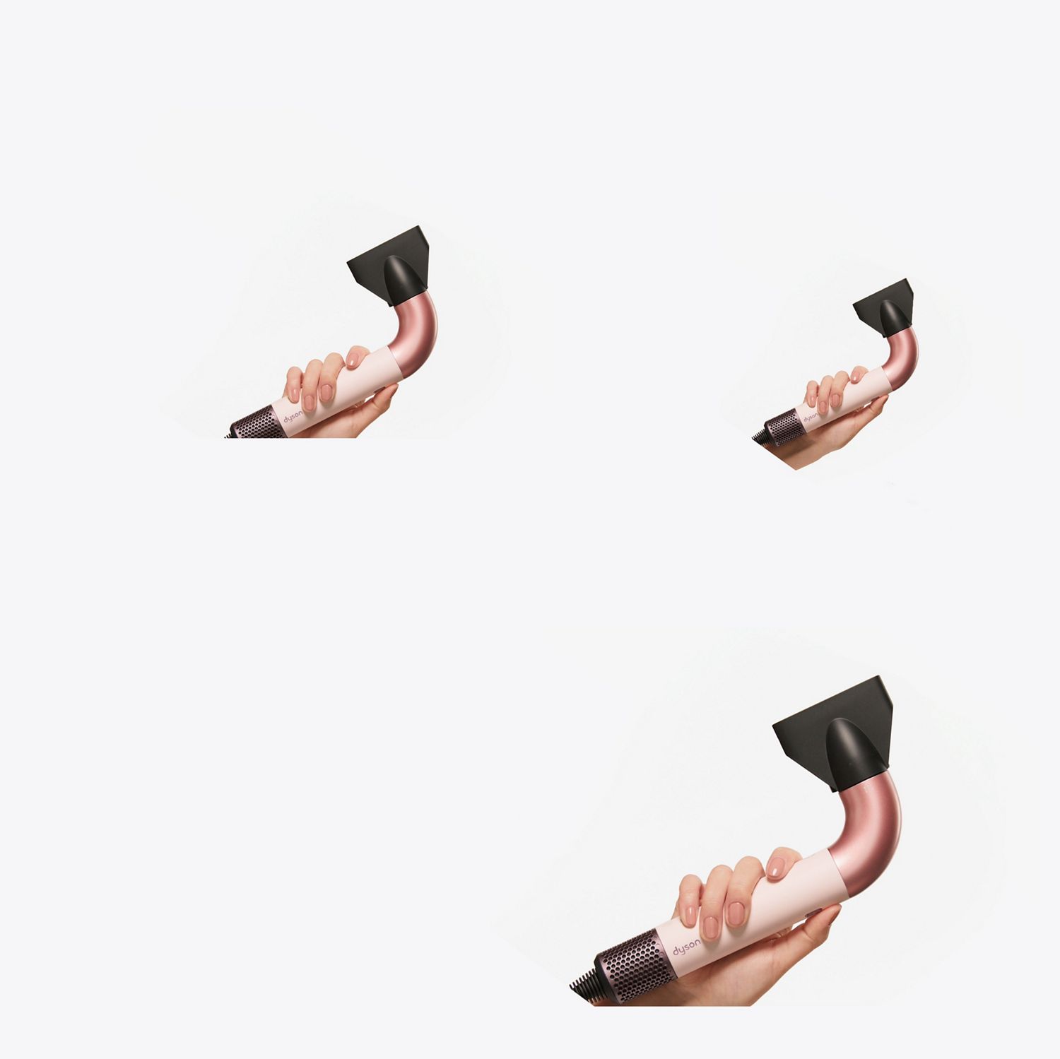 Le sèche-cheveux Dyson Supersonic r avec le concentrateur professionnel est utilisé par un modèle pour se coiffer les cheveux.