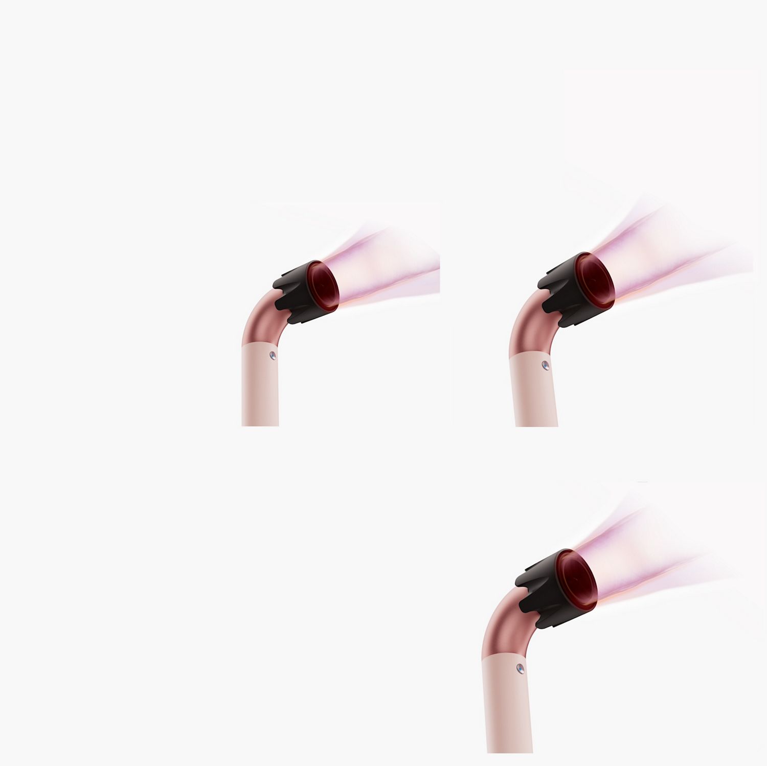 The Dyson Supersonic r hair dryer with the Powerful air attachment generates strong airflow. The Dyson Supersonic r hair dryer with the Powerful air attachment generates strong airflow.