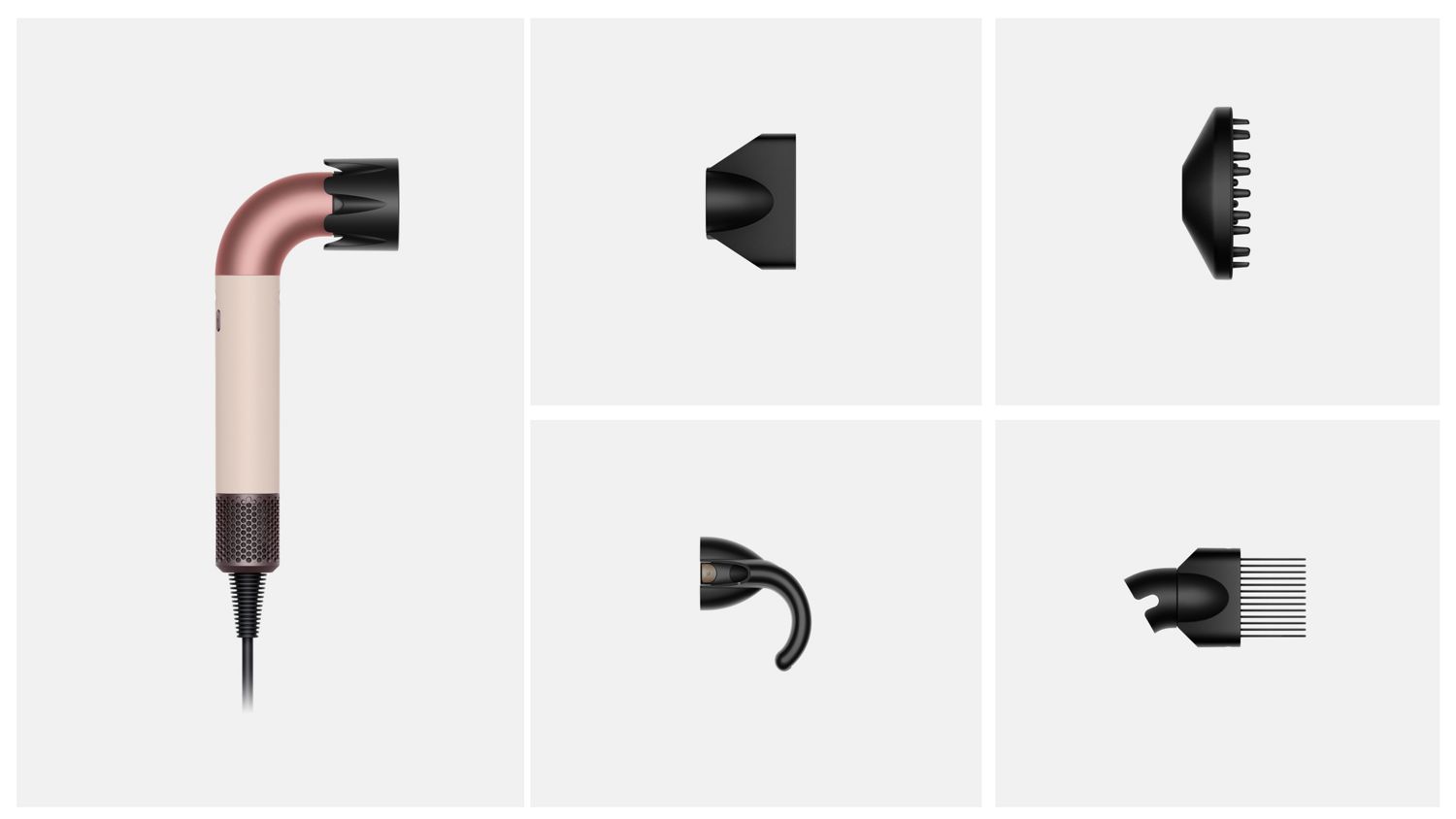 Images of what is included in the box with the Dyson Supersonic r hair dryer.