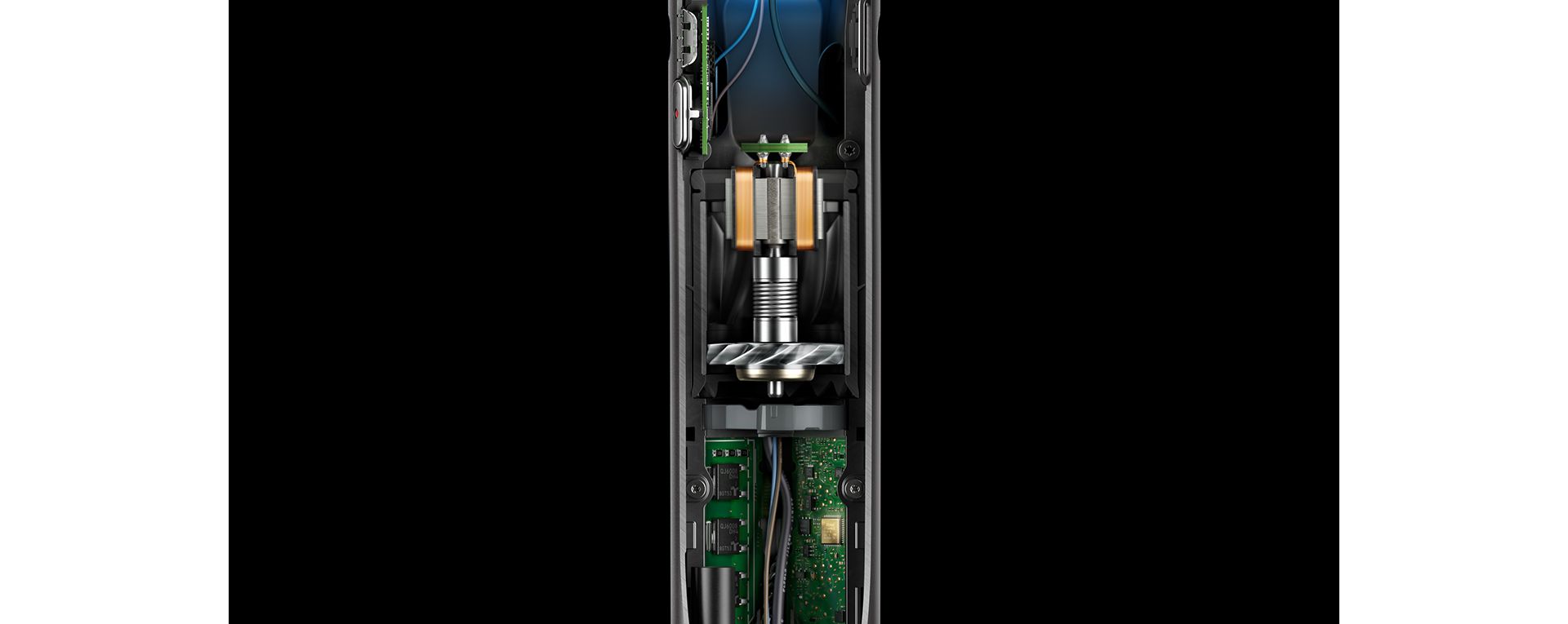 Technology inside the Dyson Supersonic r hair dryer to display the Dyson Hyperdymium motor.