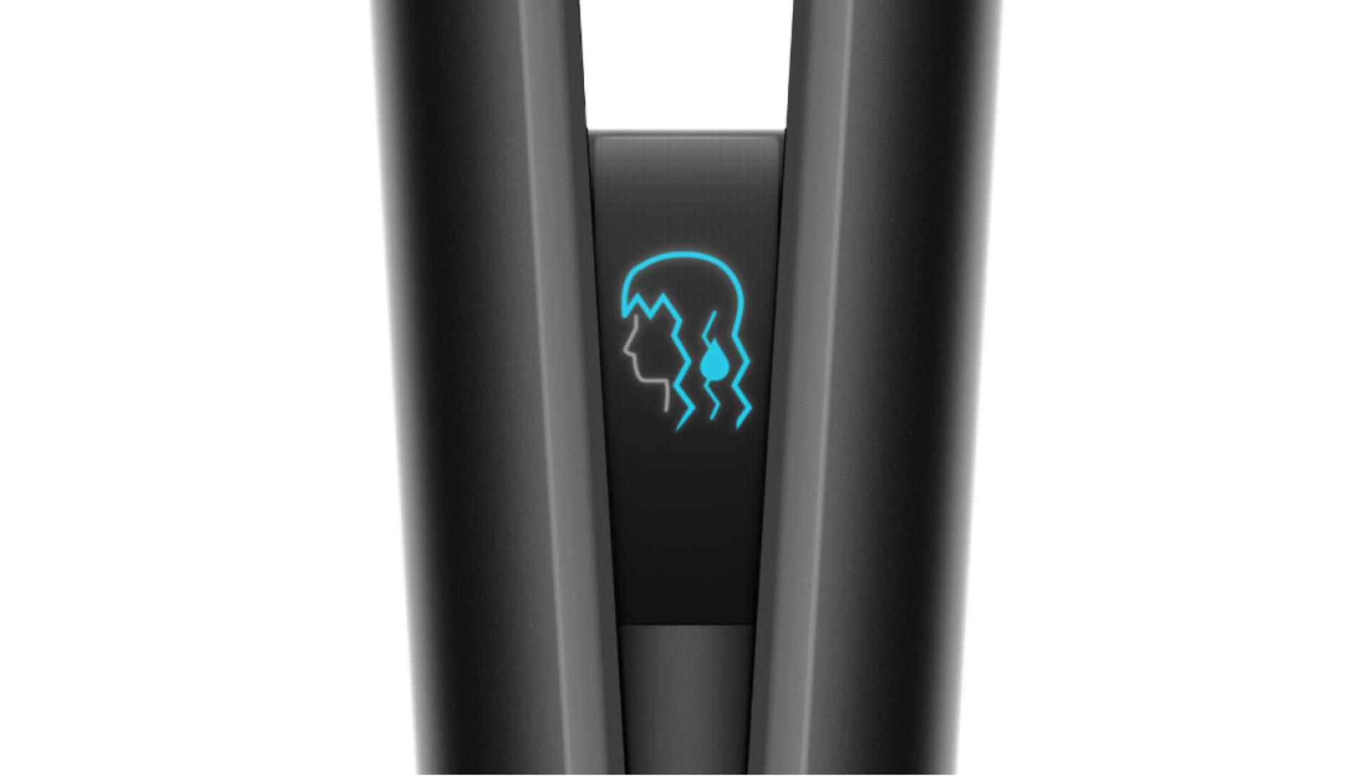 Close-up of the Dyson Airstrait LCD screen, with animations.