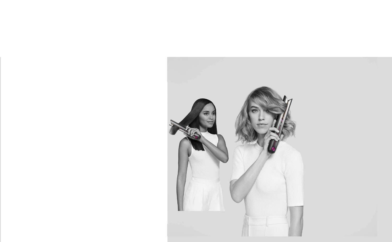 Woman styling hair with Corrale straightener