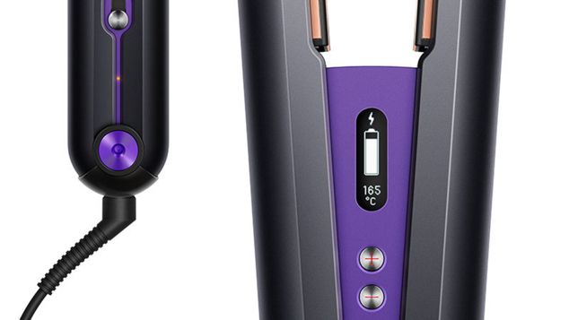 Close up of the charging socket and battery charge display on the Dyson Corrale hair straightener