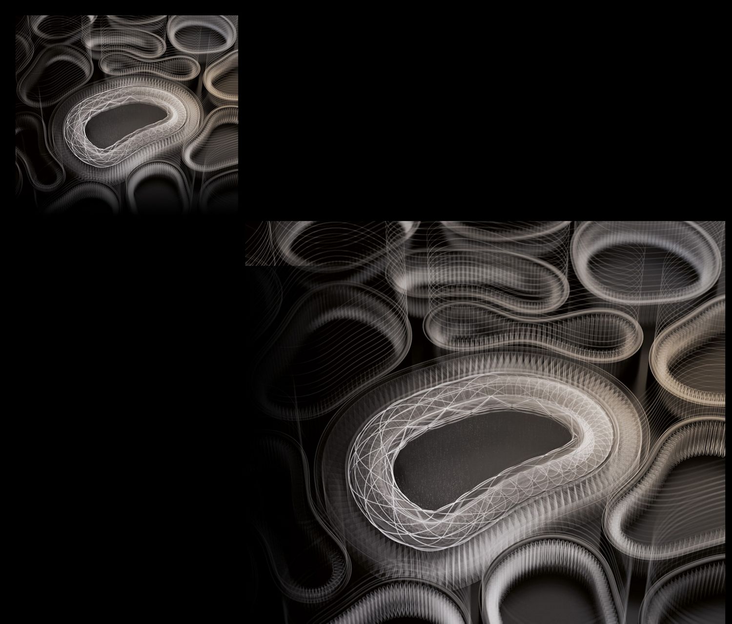 A computer visualisation of the microscopic cell walls of a mushroom.