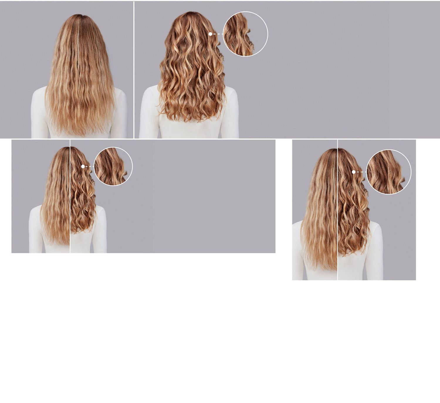 Model uses Pre-style cream, Straight to wavy, light conditioning, on her naturally straight hair.  Dyson Chitosan Pre-style cream before and after results on wavy blonde hair.