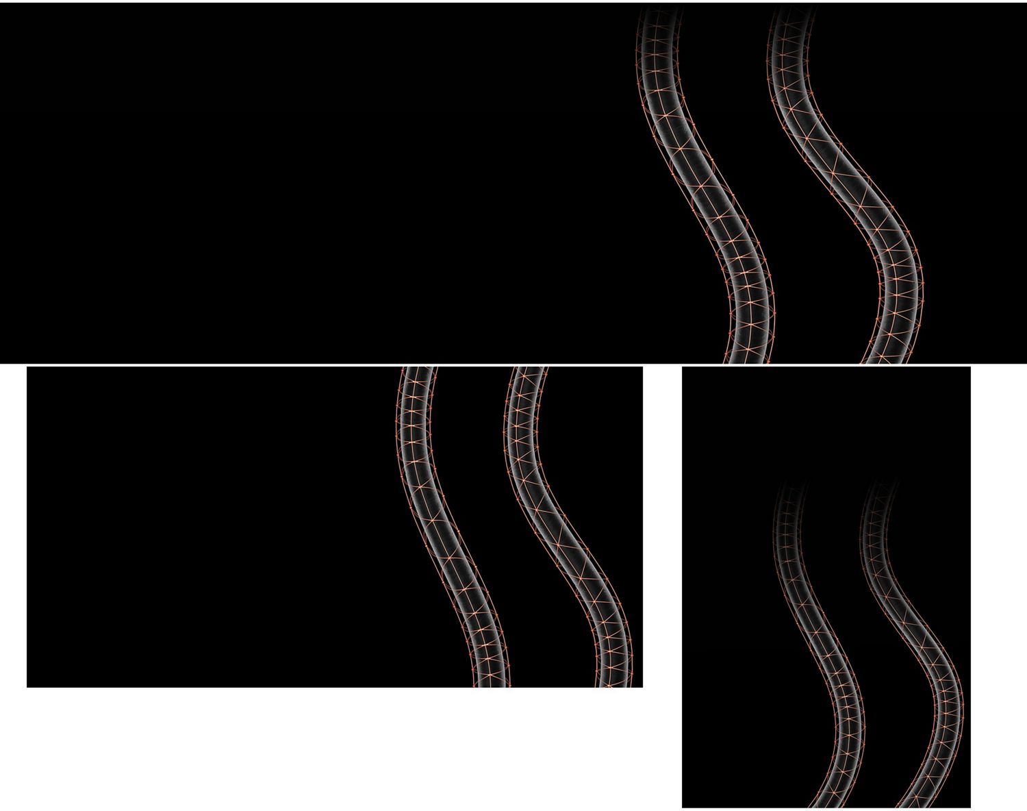 Two hair strands, surrounded by delicate golden web-like structures. Model with long, shiny, styled hair.