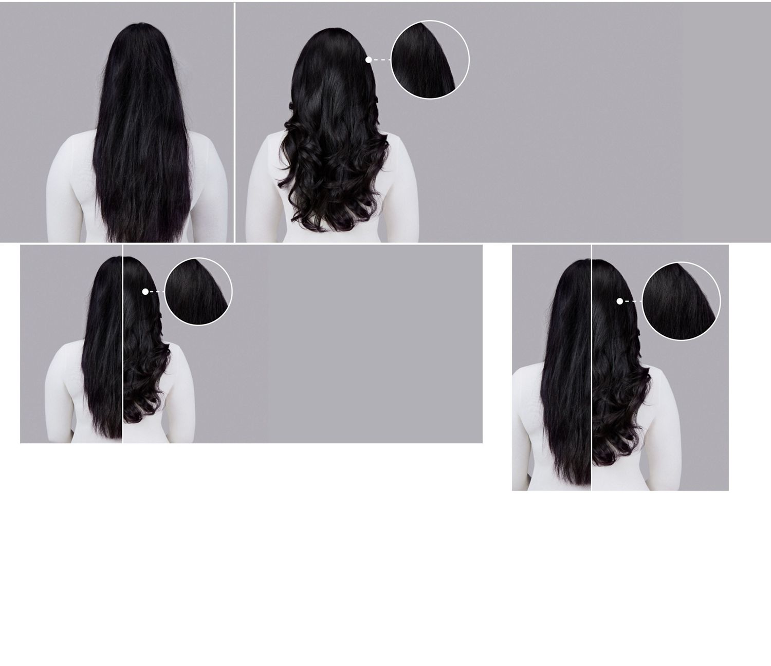 Dyson Chitosan Pre-style cream before and after results on straight dark hair. Dyson Chitosan Pre-style cream before and after results on straight dark hair.