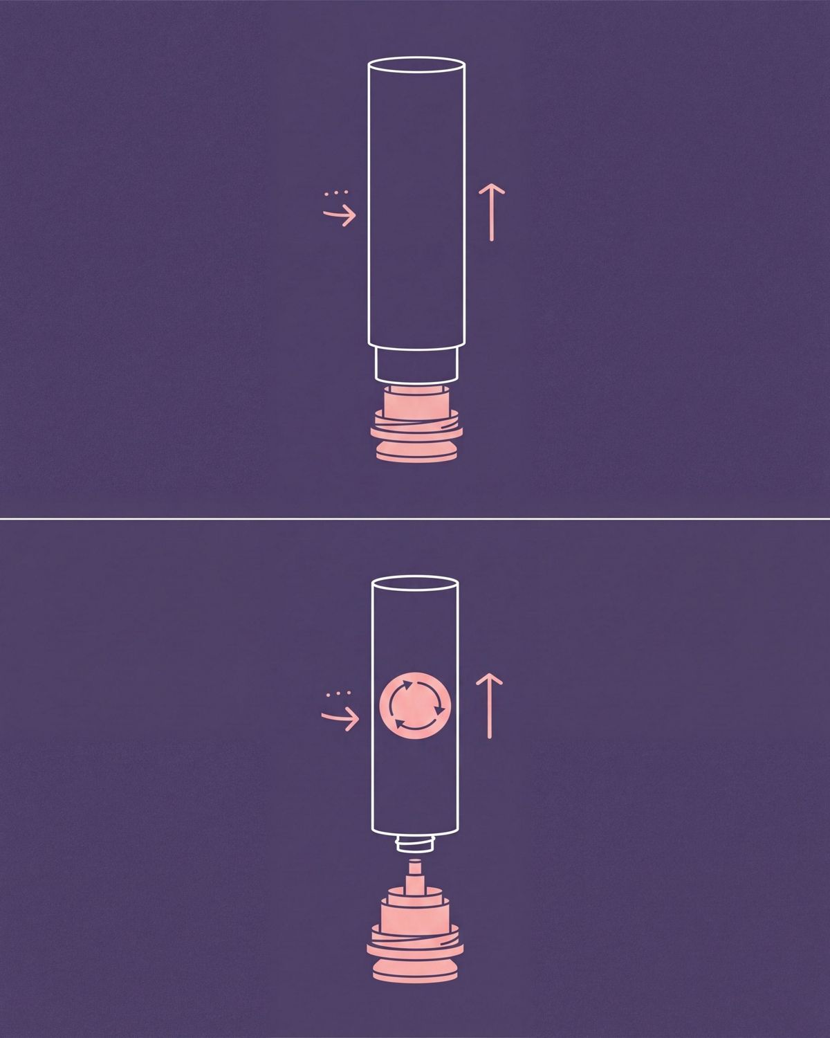A line drawing of removing and replacing the Dyson Chitosan Pre-style cream cartridge.