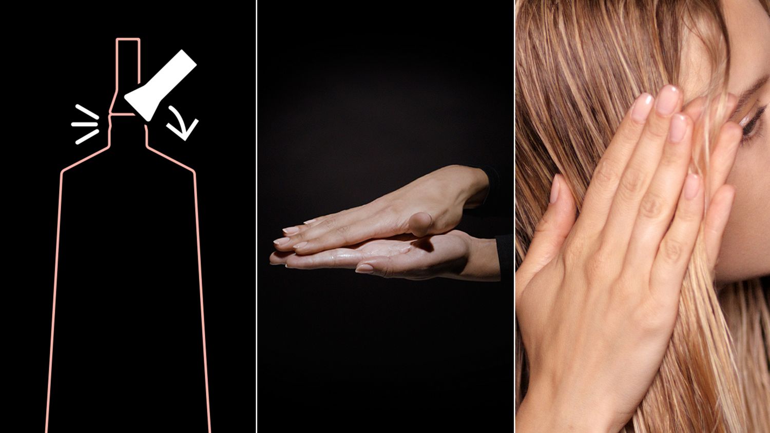 Trifold Image of Application straight to wavy light conditioning 