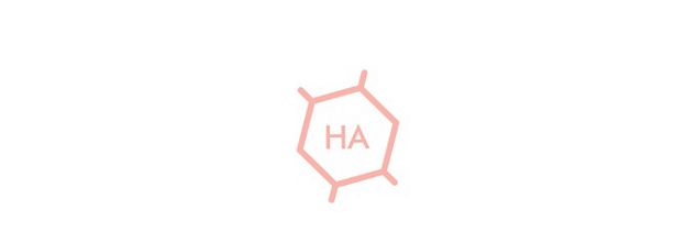 Symbol eines Moleküls mit der Aufschrift „HA“.