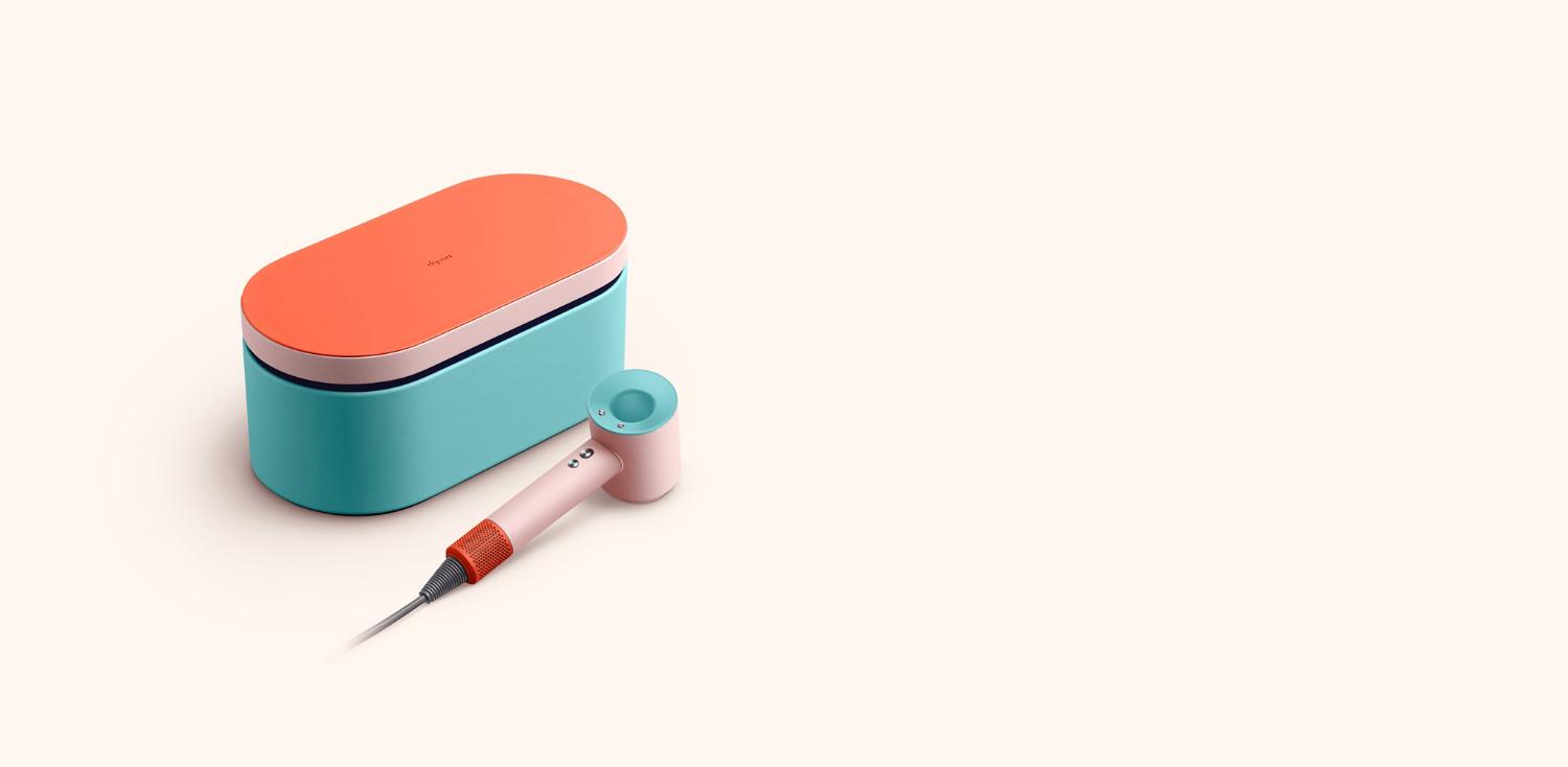 The Dyson Supersonic hair dryer and Presentation case, both in Ceramic Pop finish