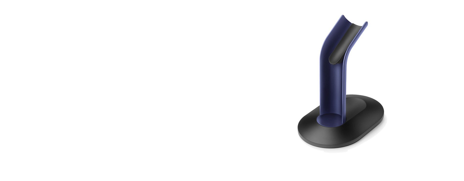 A blue Dyson Airstrait display stand.