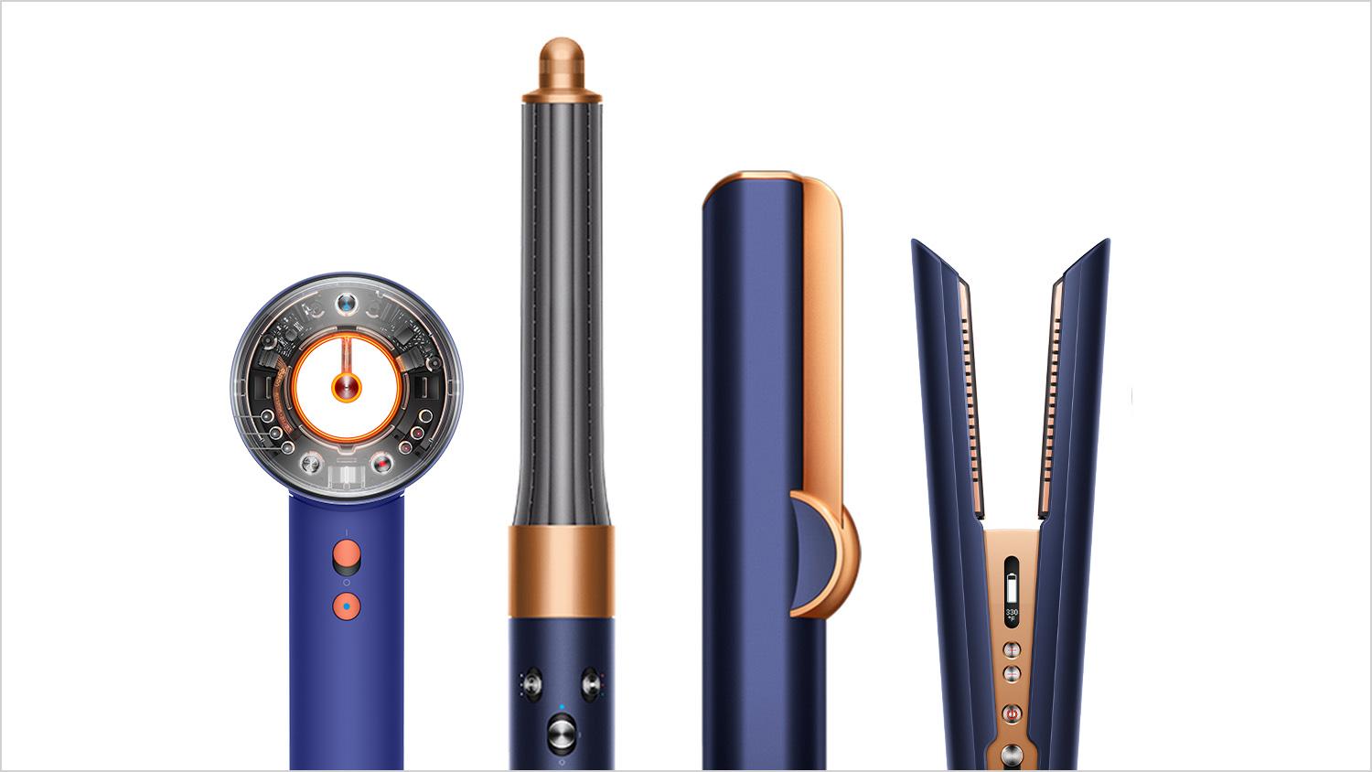 Image of the Dyson hair care range.