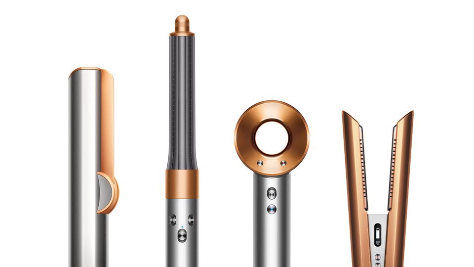 Dyson Haarstyling-Geräte in Kupfer und Nickel