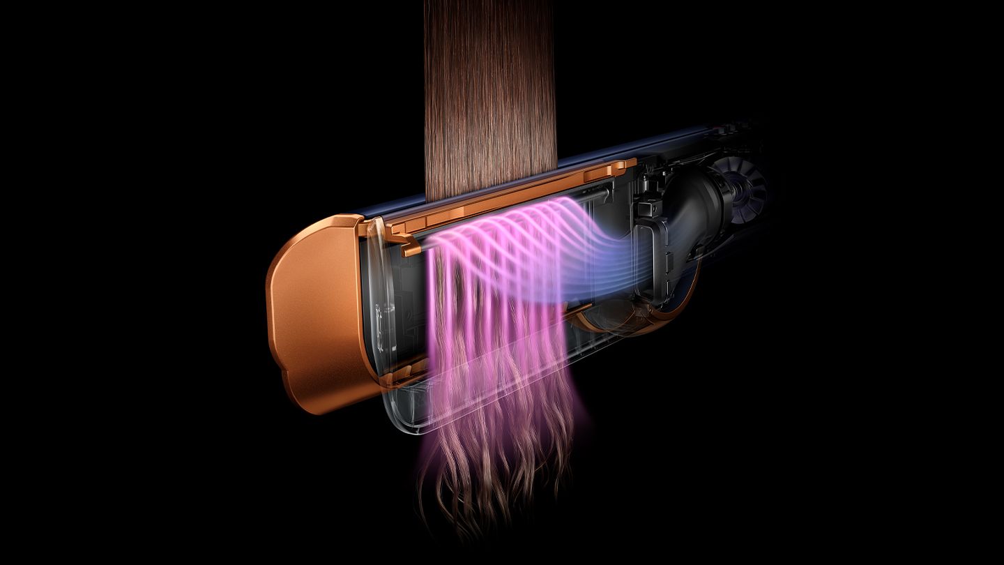 Dyson Airstrait straightener in Prussian blue Rich copper