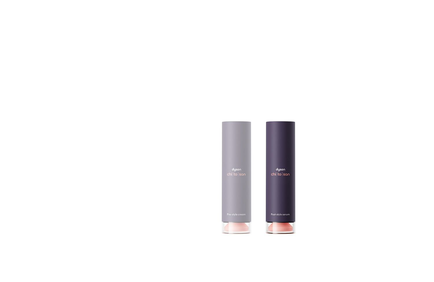 La crème coiffante et le sérum après-coiffage avec crème coiffante Dyson Chitosan™ mis en évidence Dyson Chitosan Pre-style cream and Post-style serum