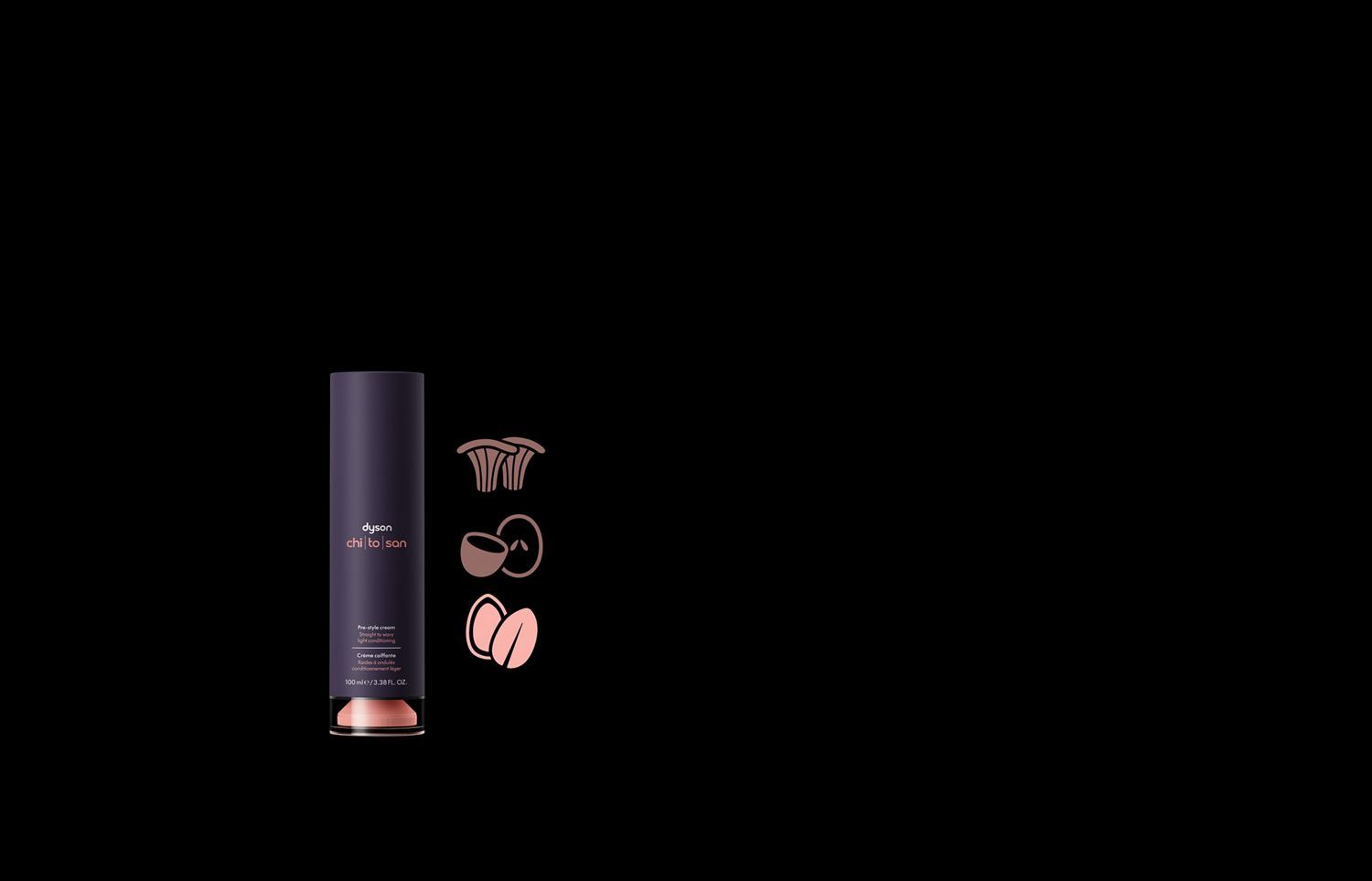 Dyson Chitosan pump-bottle with argan nuts icon highlighted