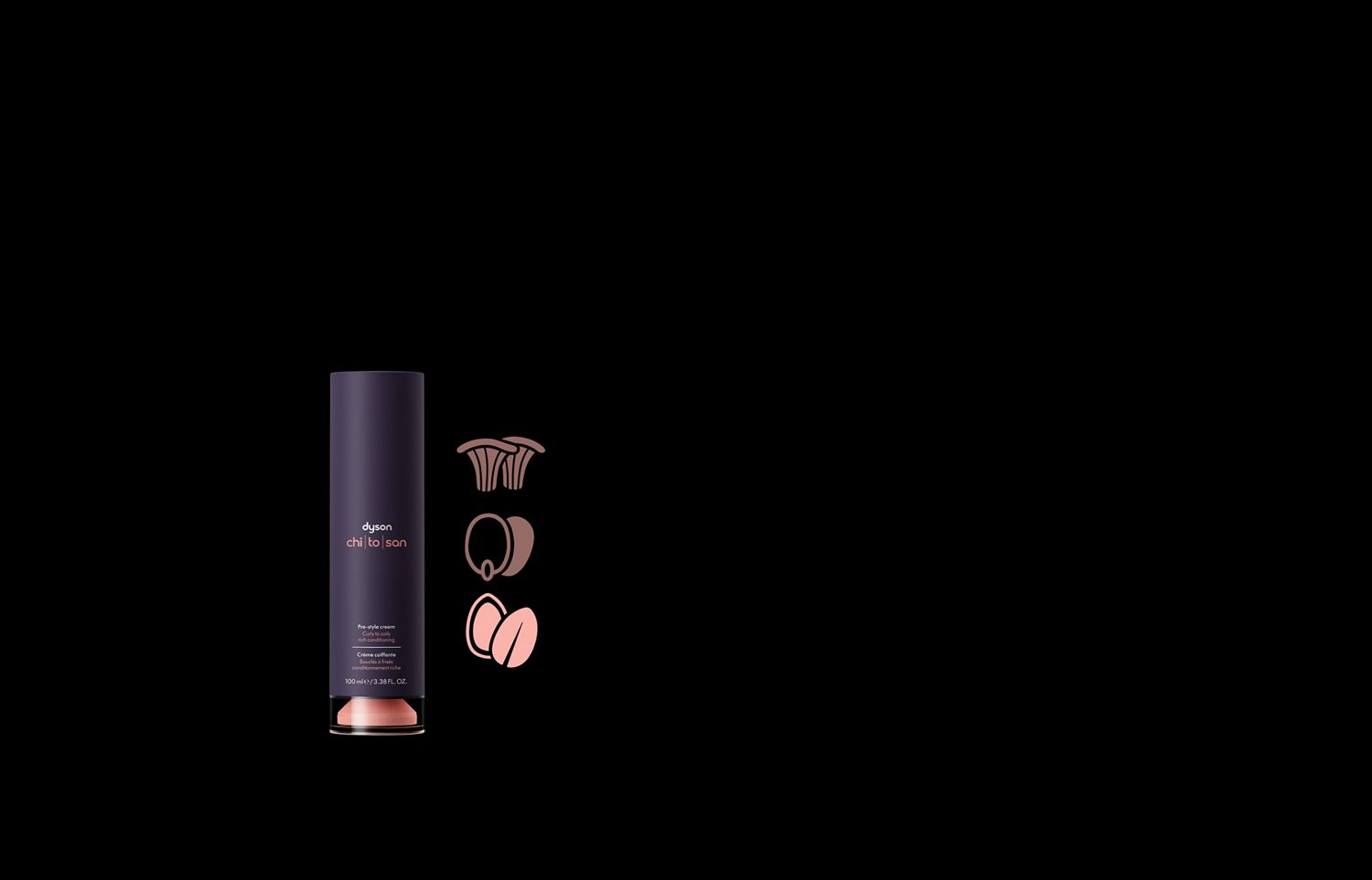 Dyson Chitosan pump-bottle with argan nuts icon highlighted