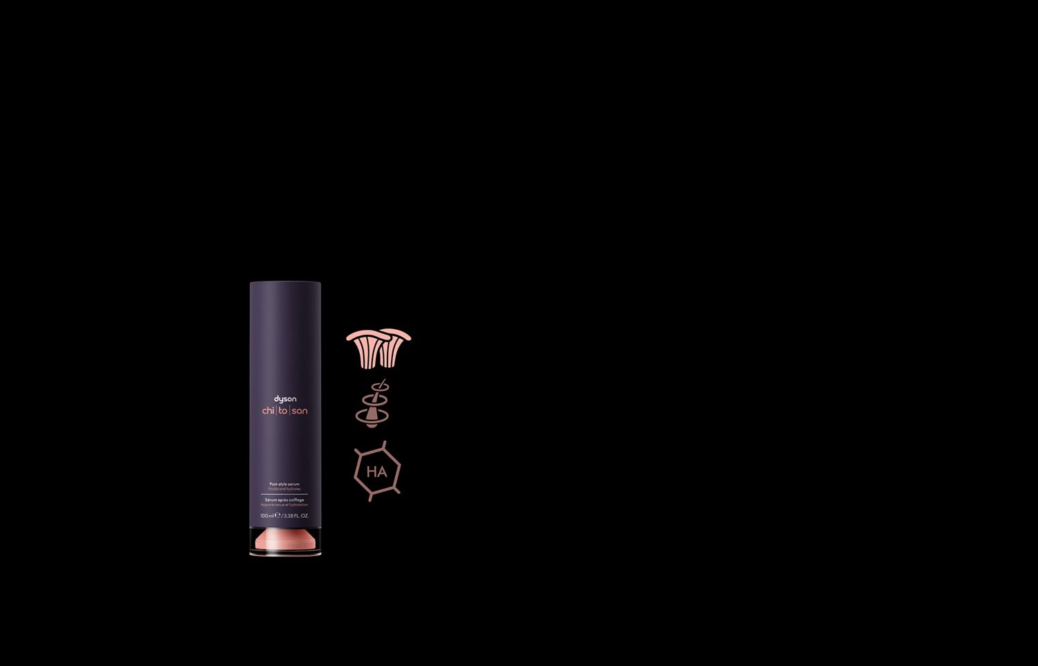 Post-style serum pump-bottle and icon of chitosan structure