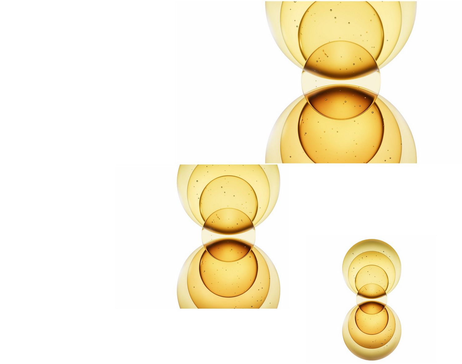 The Dyson Oli7 blend represented as abstract circles of oils.