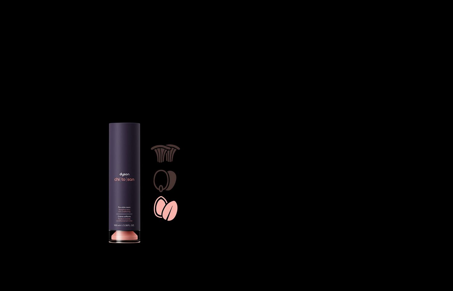 Dyson Chitosan pump-bottle with argan nuts icon highlighted