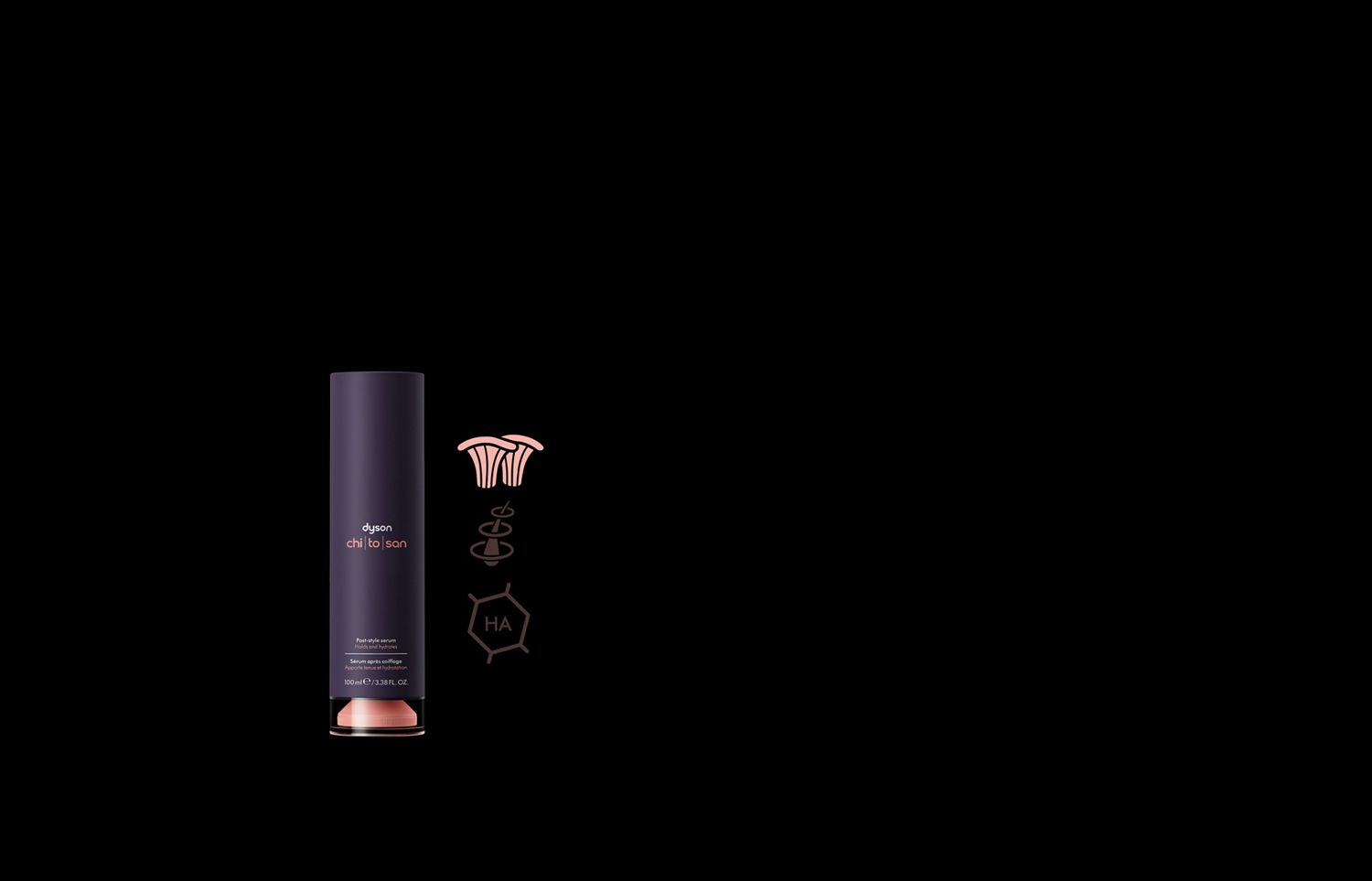 Post-style serum pump-bottle and icon of chitosan structure