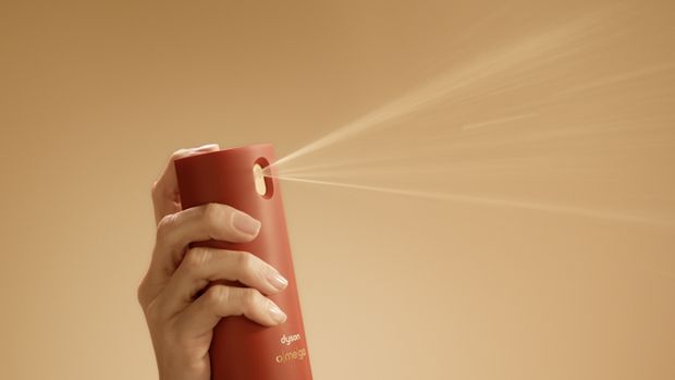 Dyson Omega leave-in conditioning spray dispenses a fine mist.