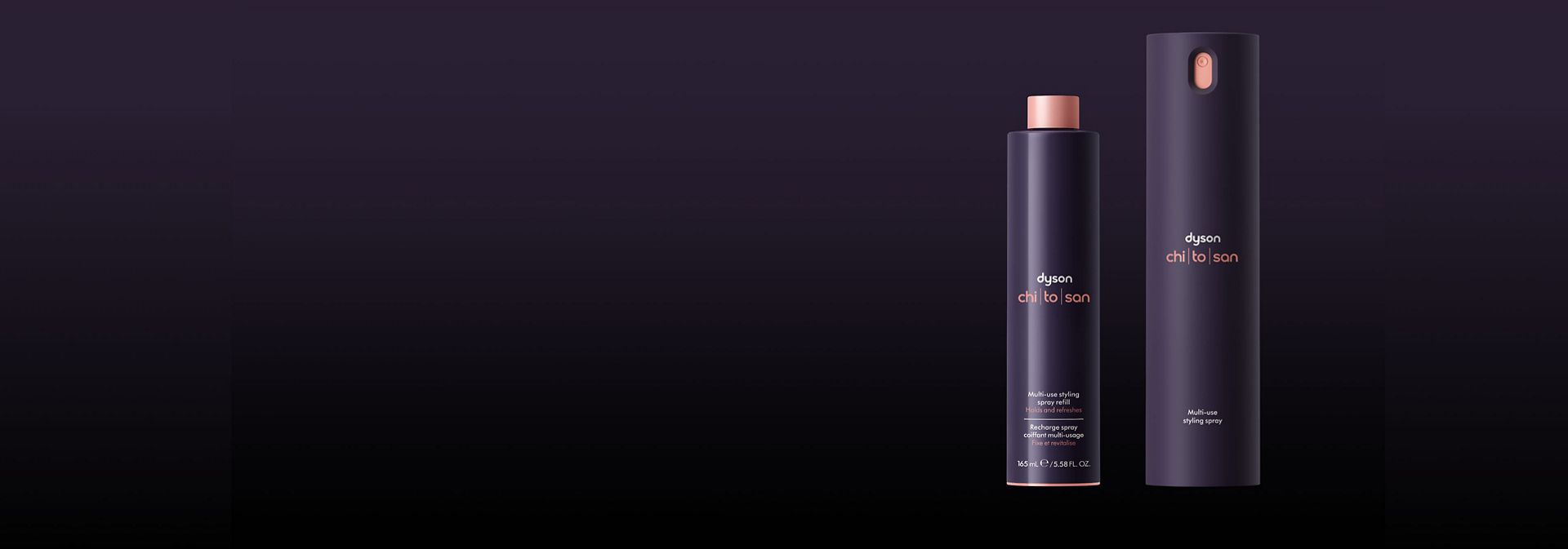 Dyson Chitosan Multi-use styling spray and refill.