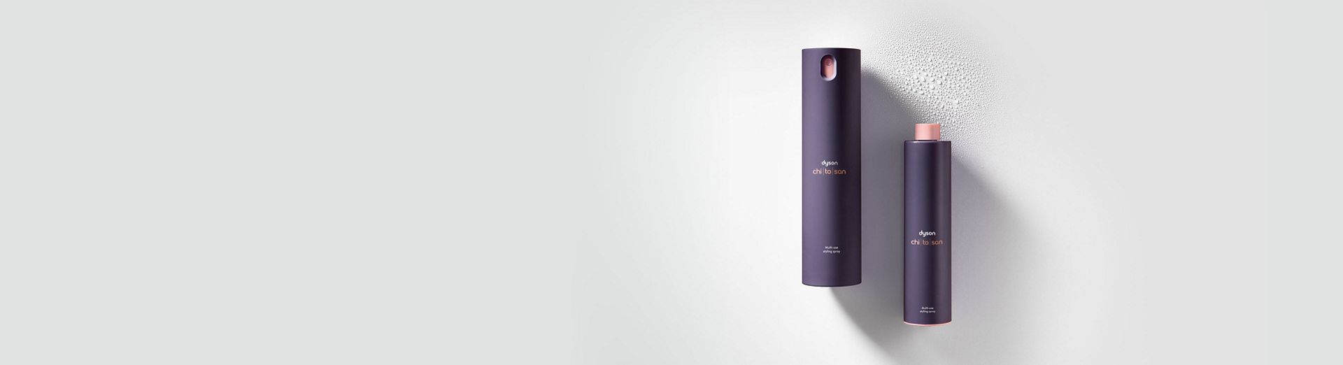 Dyson Chitosan Multi-use styling spray and refill.