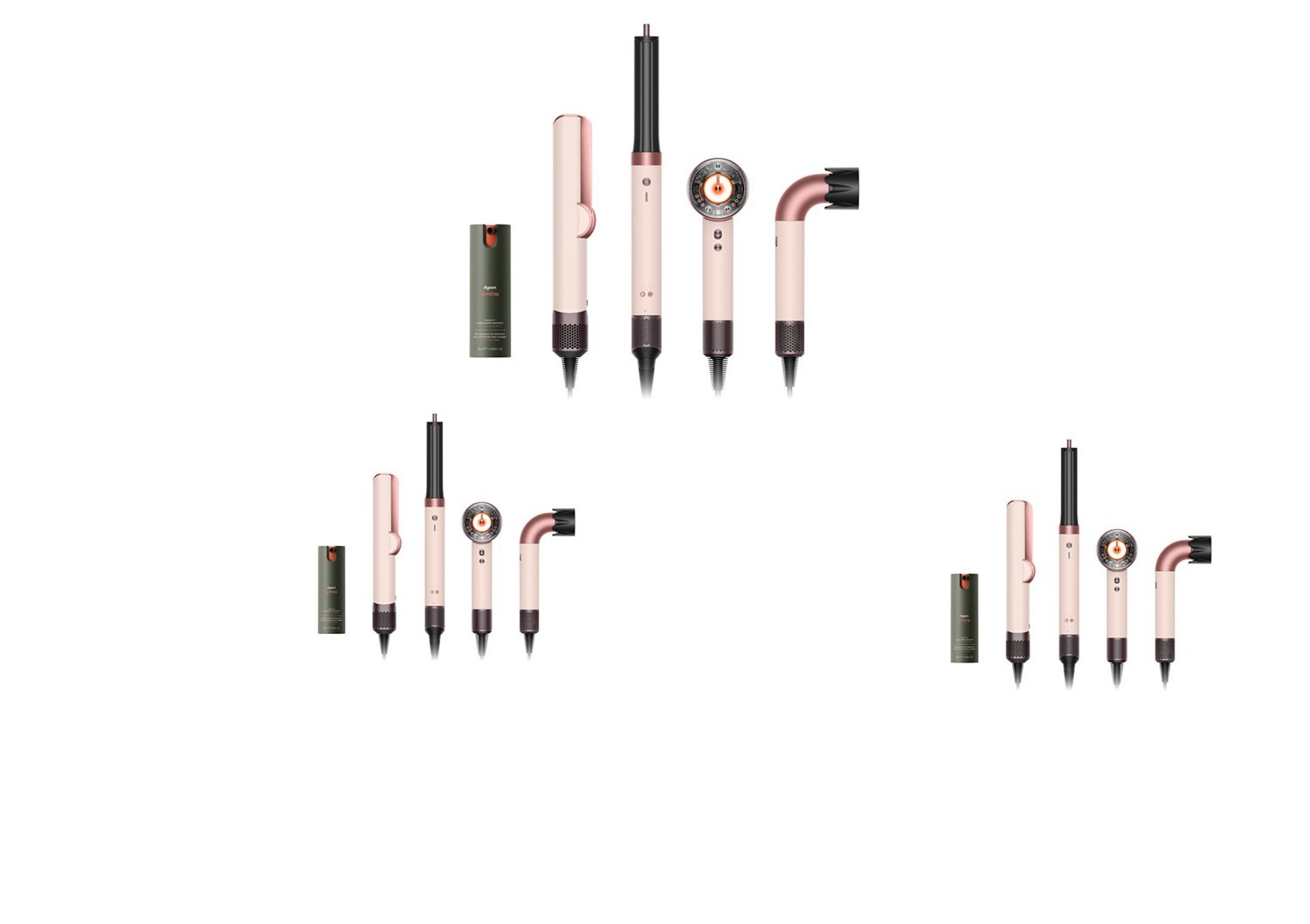 The Dyson Beauty device range with Dyson Amino Leave-in scalp bubble treatment.