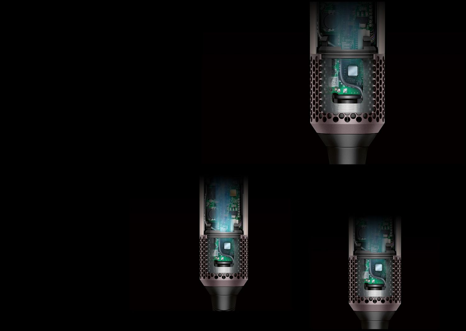 Cutaway graphic showing the heat control technology within the Dyson Airwrap i.d. multi-styler and dryer. Cutaway graphic showing the heat control technology within the Dyson Airwrap i.d. multi-styler and dryer.