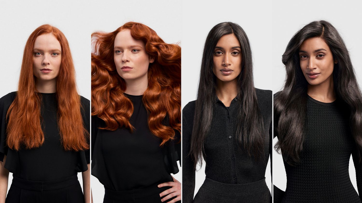 Different straight and wavy styles before and after using the Dyson Airwrap ID.