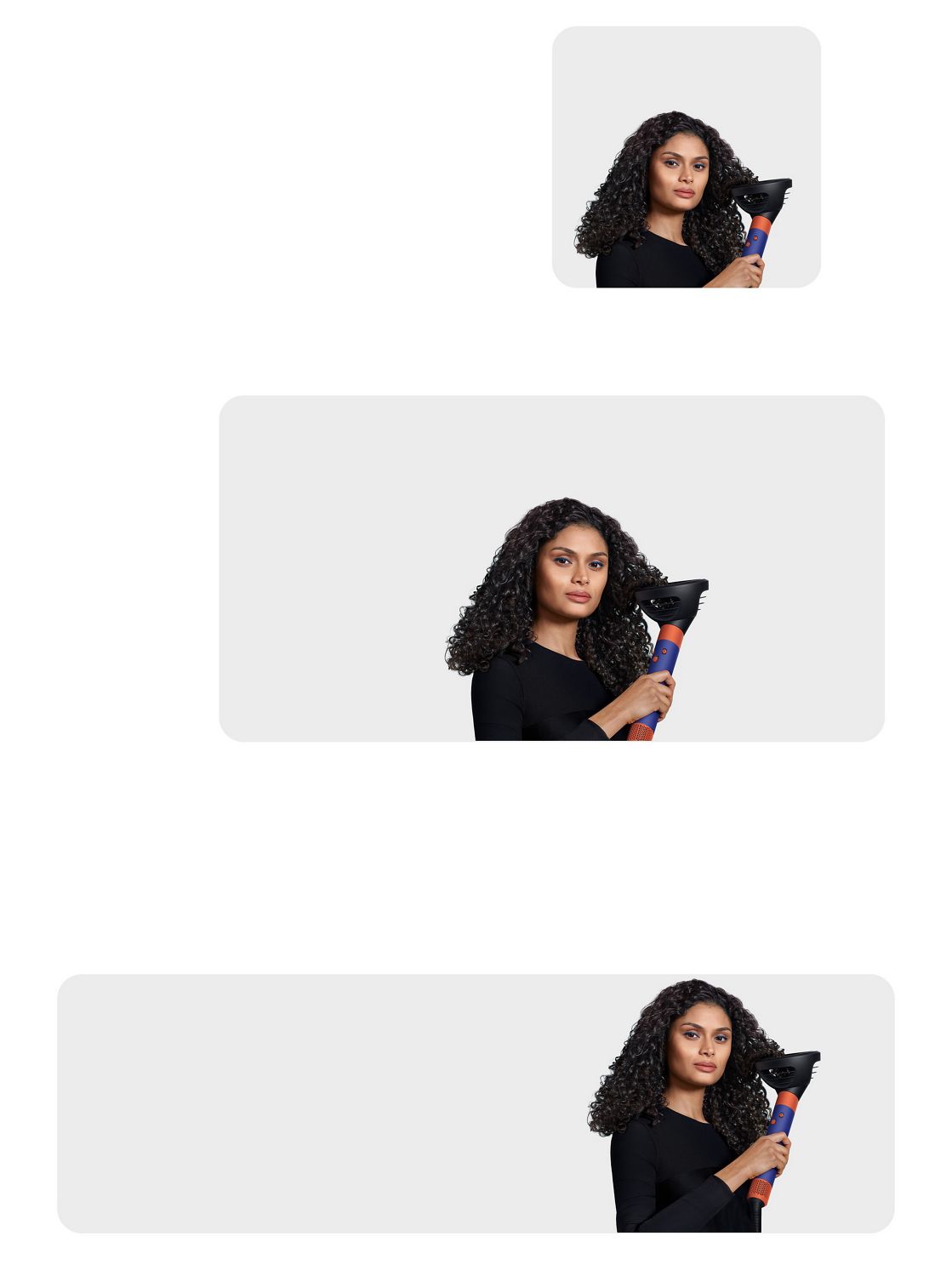 Model using Airwrap i.d. with Wave+Curl diffuser.