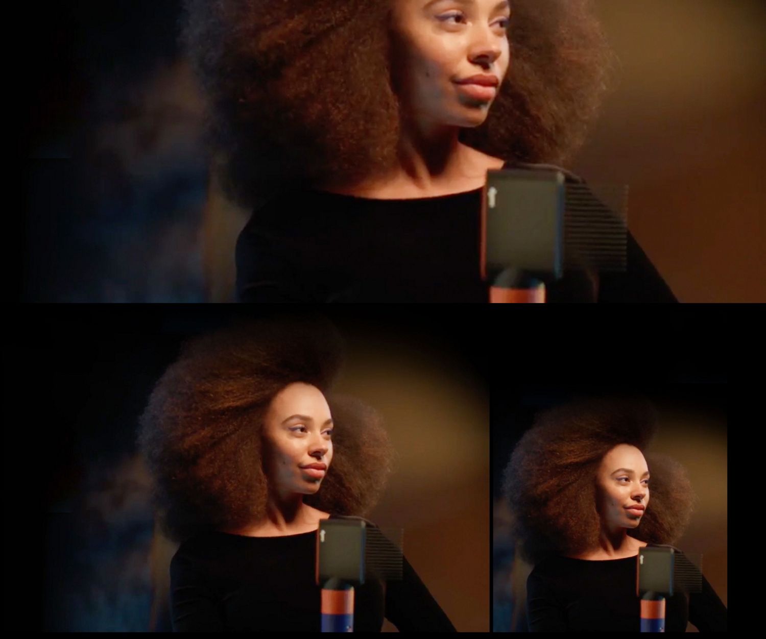 Модель тримає стайлер і фен Dyson Airwrap id Multi.