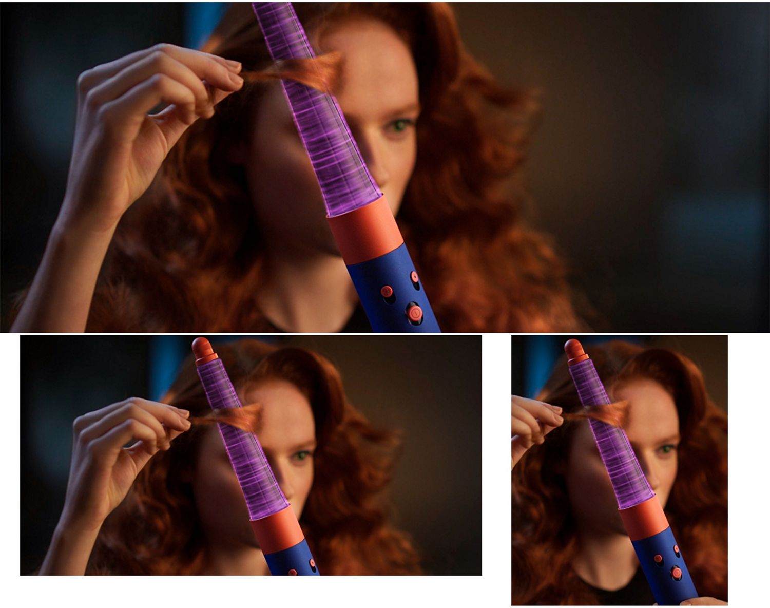 Модель завиває волосся за допомогою Airwrap id і Conical barrel.