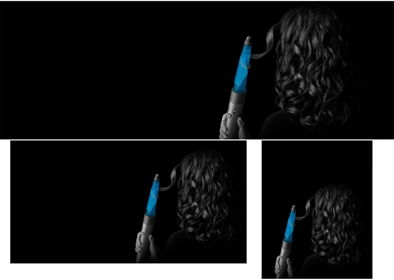 Модель, у якій використовується мультистайлер Dyson Airwrap id і сушарка.