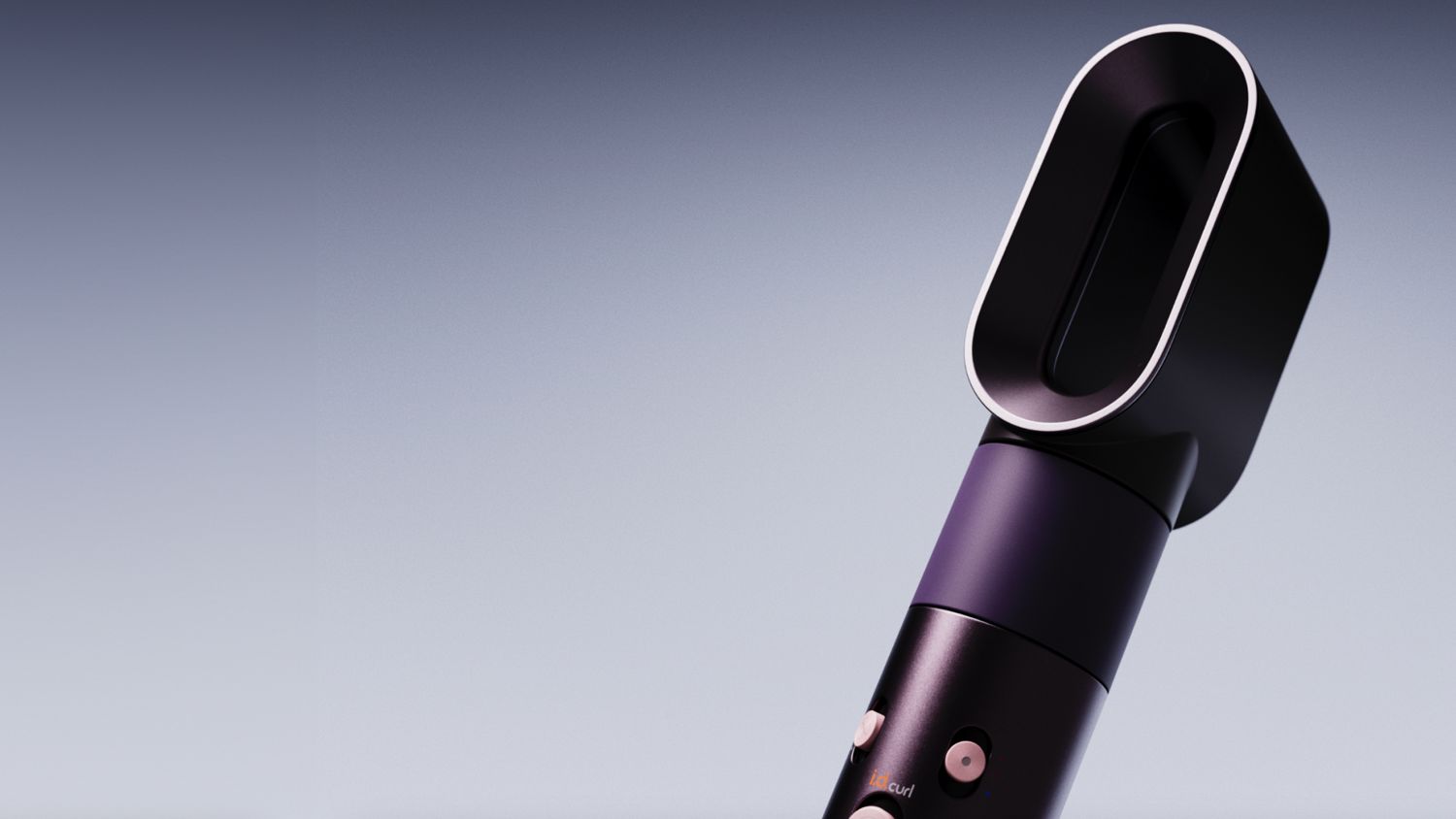 Model using Vinca Blue Dyson Airwrap i.d multi-styler and dryer to add waves to their hair.