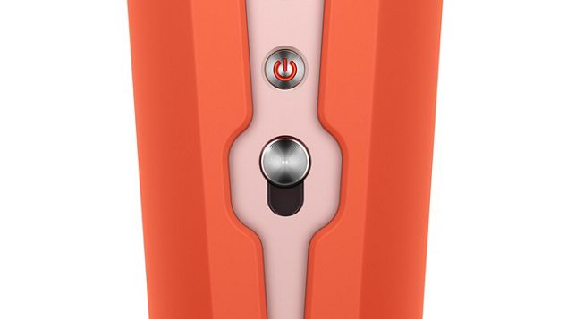 Crop shot of side edge of Corrale, with power button and Safety lock