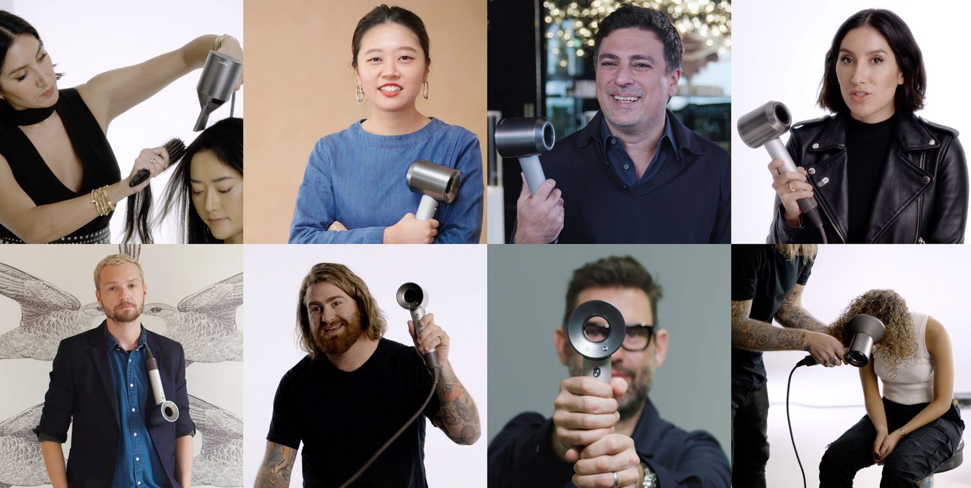 Stillbilde av hårstylister som holder Dyson Supersonic™ hårføner Professional Edition